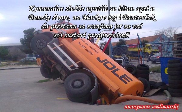 Komunalne službe uputile su hitan apel u  Banske dvore, na Markov trg i Pantovčak da prestanu sa sranjima jer su već  svi sustavi preopterećeni!