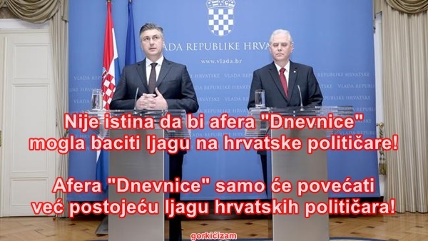 Nije istina da bi afera "Dnevnice"  mogla baciti ljagu na hrvatske političare!  Afera "Dnevnice" samo će povećati  već postojeću ljagu hrvatskih političara!