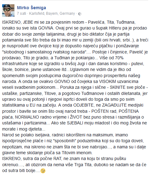 Mirko Šemiga status