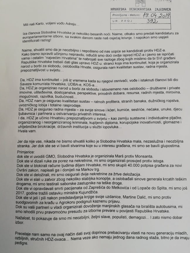 Slobodna Hrvatska: Isprika HDZ-u