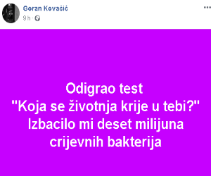 Odigrao test "Koja se životnja krije u tebi?" Izbacilo mi deset milijuna crijevnih bakterija