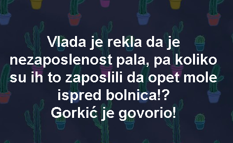 Vlada je rekla da je nezaposlenost pala, pa koliko su ih to zaposlili da opet mole ispred bolnica!? Gorkić je govorio!