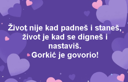 Život nije kad padneš i staneš, život je kad se digneš i nastaviš. Gorkić je govorio!