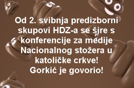 Od 2. svibnja predizborni skupovi HDZ-a se šire s konferencije za medije Nacionalnog stožera u katoličke crkve! Gorkić je govorio!