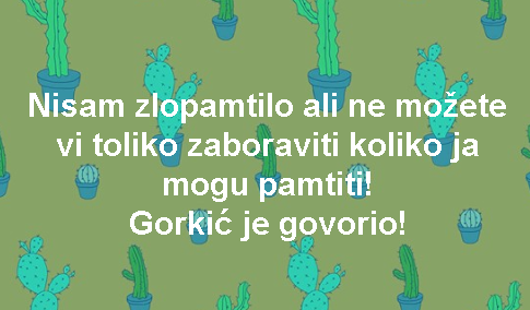 Nisam zlopamtilo ali ne možete vi toliko zaboraviti koliko ja mogu pamtiti! Gorkić je govorio!
