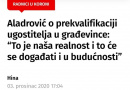 Davor Nađi o prekvalifikaciji ugostitelja u građevinarce koju preporuča ministar Aladrović