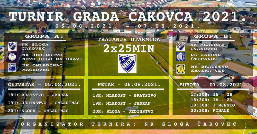 Od 5. do 7. kolovoza Turnir Grada Čakovca