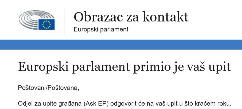 Poslan upit Europskom parlamentu